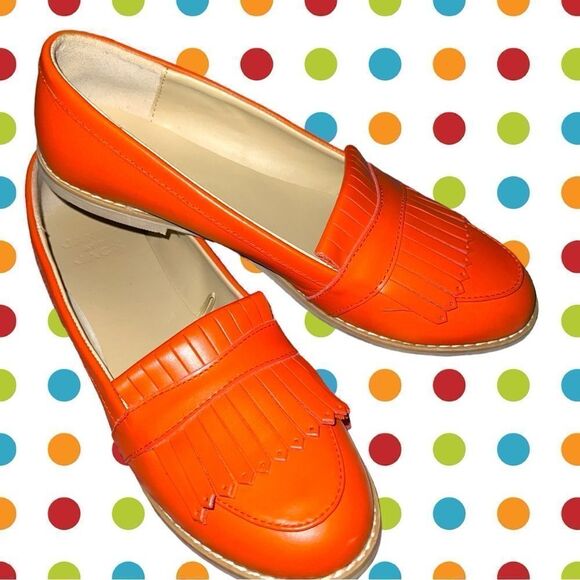 Janie and Jack orange loafers with fringe style design on top. Ntn! - Picture 4 of 11